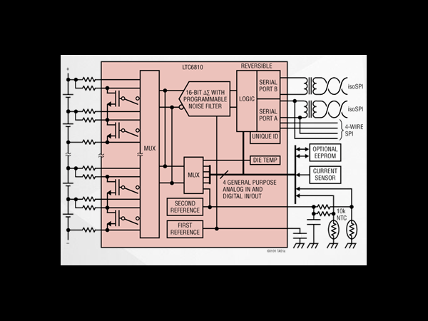 集成菊花链接口的第4代6通道多单元电池监控器——LTC6810－1