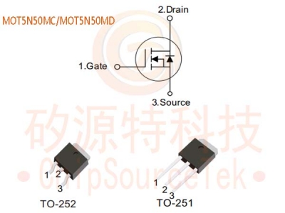 MOT5N50MC-TO251-3L/MOT5N50MD-TO252